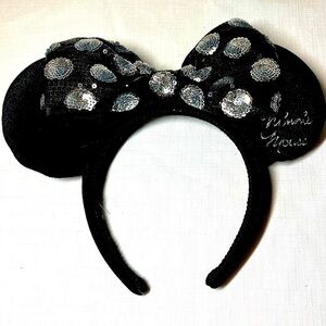 Disney Parks Minnie Mouse Headband Ears. Velour. Sparkle. Embroidered